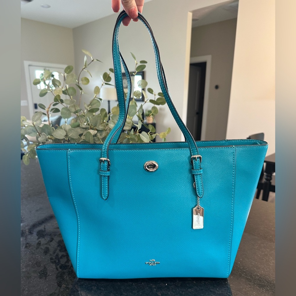 Coach Turquoise Leather Tote Bag